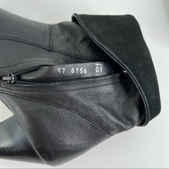MUSSI Black Leather Foldover Suede Rounded Toe Pirate Ankle Bootie Boot Shoes - Picture 9 of 13